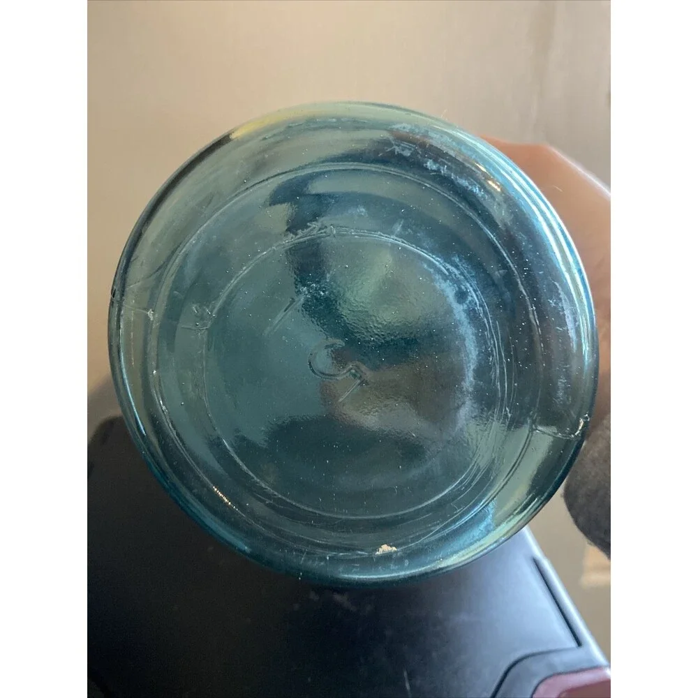 Vintage 1923~1933 BALL PERFECT MASON #5 BLUE Mason Canning Jar Zinc Lid Bubbles
